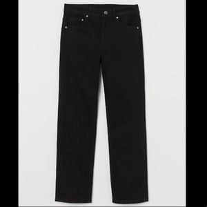 Straight Fit High Waist Black Ankle Length Jeans